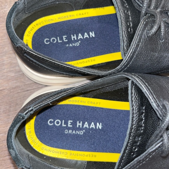 Men’s Cole Haan Grand+ Plain Toe Black Leather Oxford Shoe Size 13 Cushion Sole - Picture 15 of 16